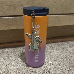 Starbucks Orange and Purple Tumbler with Keychain